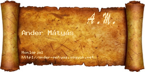 Ander Mátyás névjegykártya